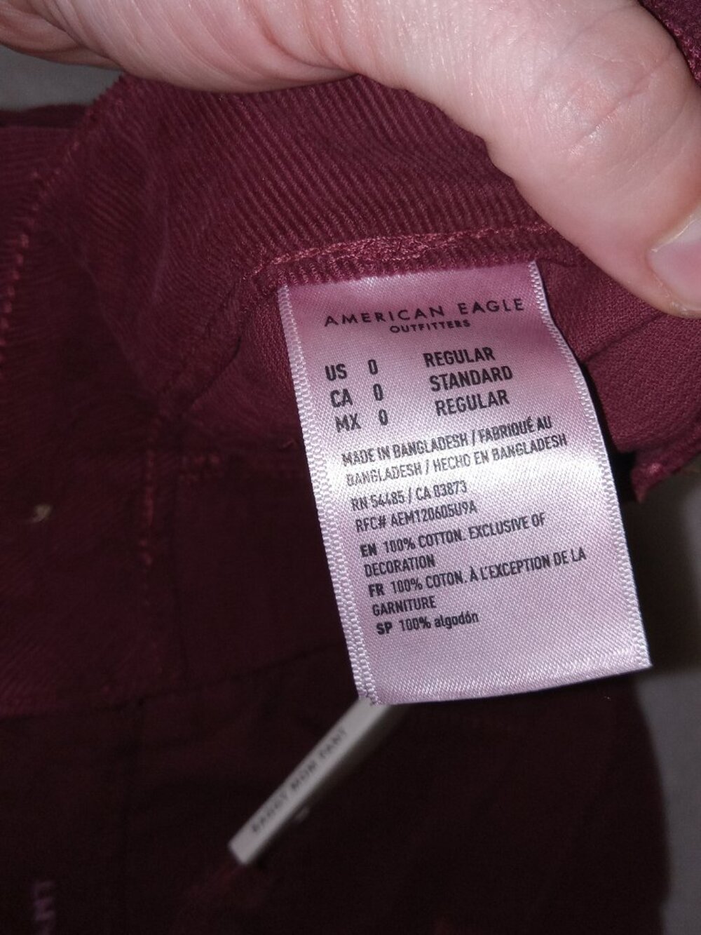 American Eagle Baggy Mom Corduroy Pants High Rise Maroon Red Sz 0 NWT - Picture 11 of 14